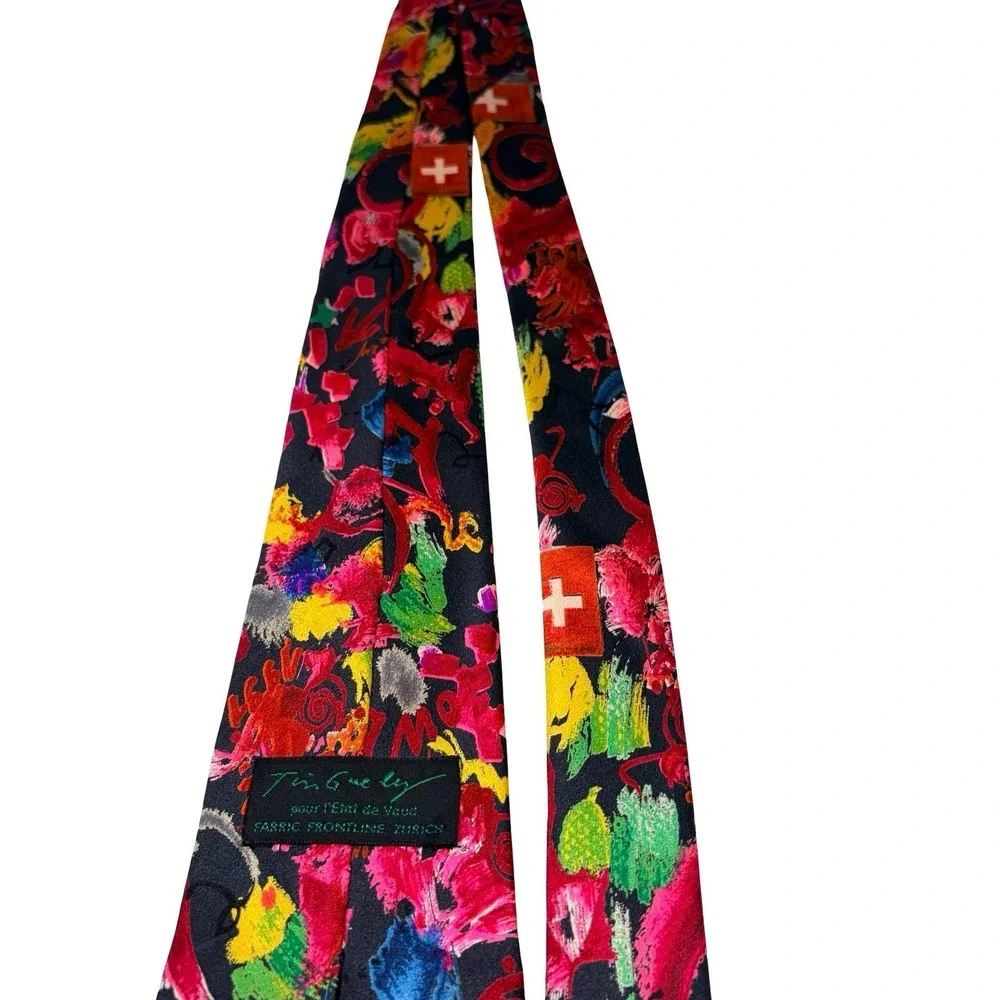 Rare‎ Jean Tinguely 1991 Memorial Silk Tie Fabric Frontline Zurich Swiss Art